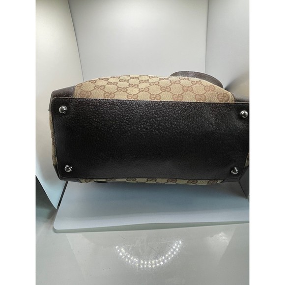 Authentic Gucci GG Leather & Canvas Eclipse Tote Bag Hand Purse - Picture 6 of 12